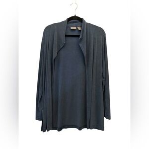 Chico's Additions Dark Blue Open Front Cardigan Slinky